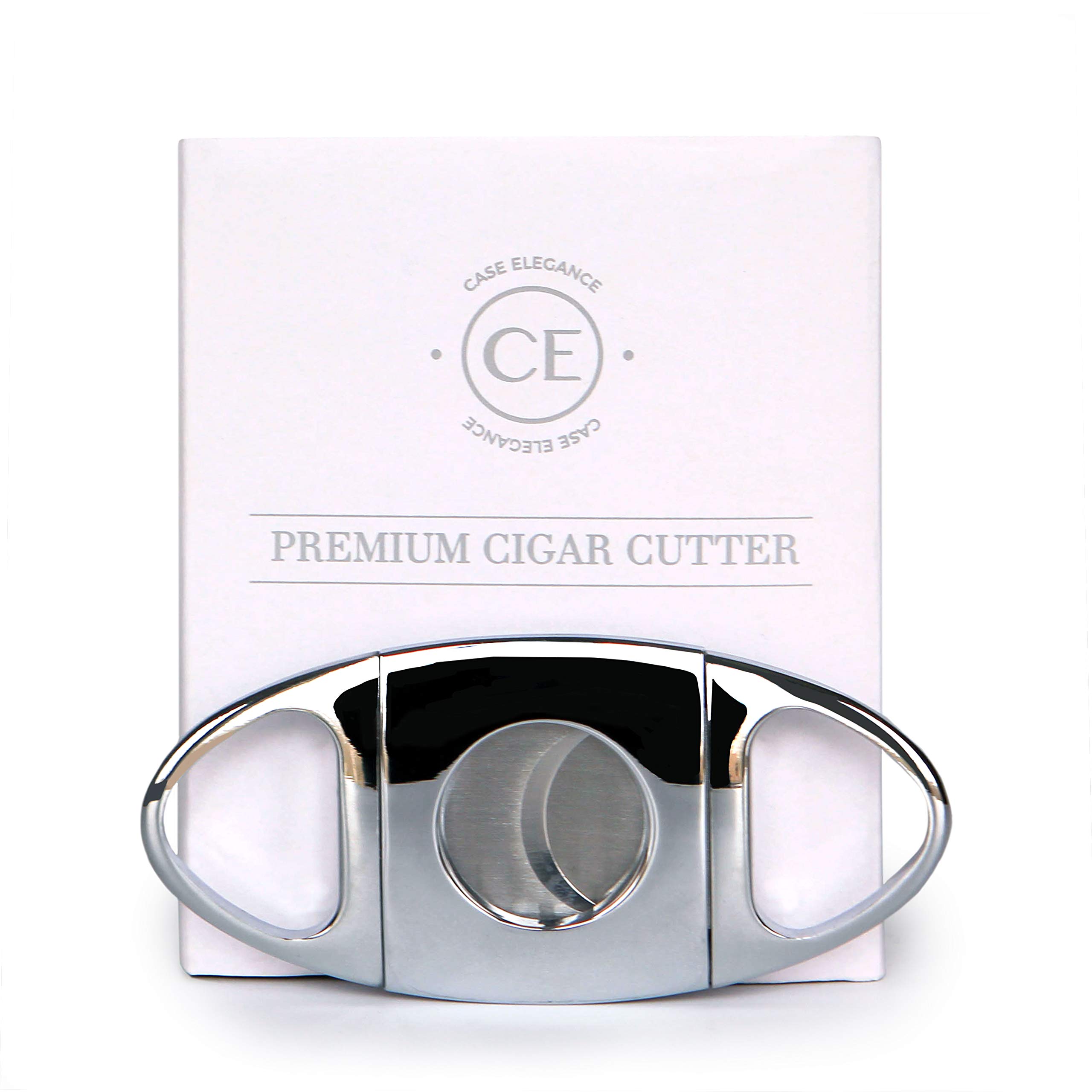 CASE ELEGANCE Classic Cigar Cutter Stainless Steel Sharp Guillotine Blades with Polished Chrome Finish