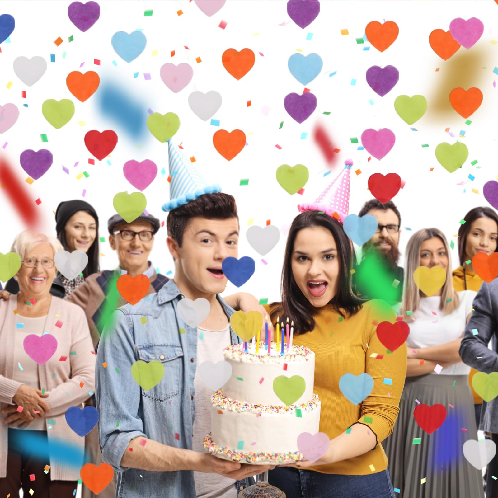 6000 Pieces Heart Shaped Biodegradable Confetti Wedding Confetti Biodegradable for Weddings Valentines Anniversaries-Eco-Friendly Paper Hearts Hen Party Table Decoration (Colorful Heart Paper) - Image 3