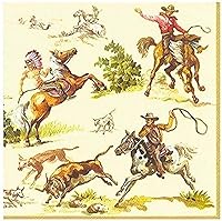 Vista 1 de Ideal Home Range - 20 servilletas de papel Boston International de 3 capas, color crema salvaje oeste, 5 x 5 pulgadas