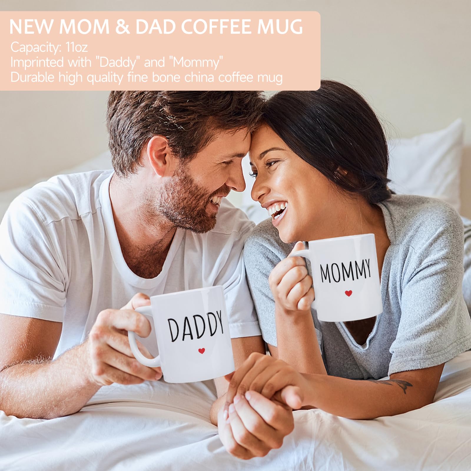 Regalos para nuevas mamás para mujeres, 9 piezas de regalos de embarazo para futuras mamás, bonitos regalos para padres primerizos, regalos para parejas con tazas para mamá y papá, para revelar el