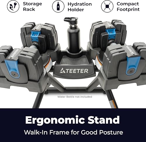 Miniatura 10 de Teeter ProFlex 432 - Juego de mancuernas ajustables, 8 en 1, pesas libres de 4 a 32 libras, asas de agarre de ajuste rápido, ahorro de espacio para