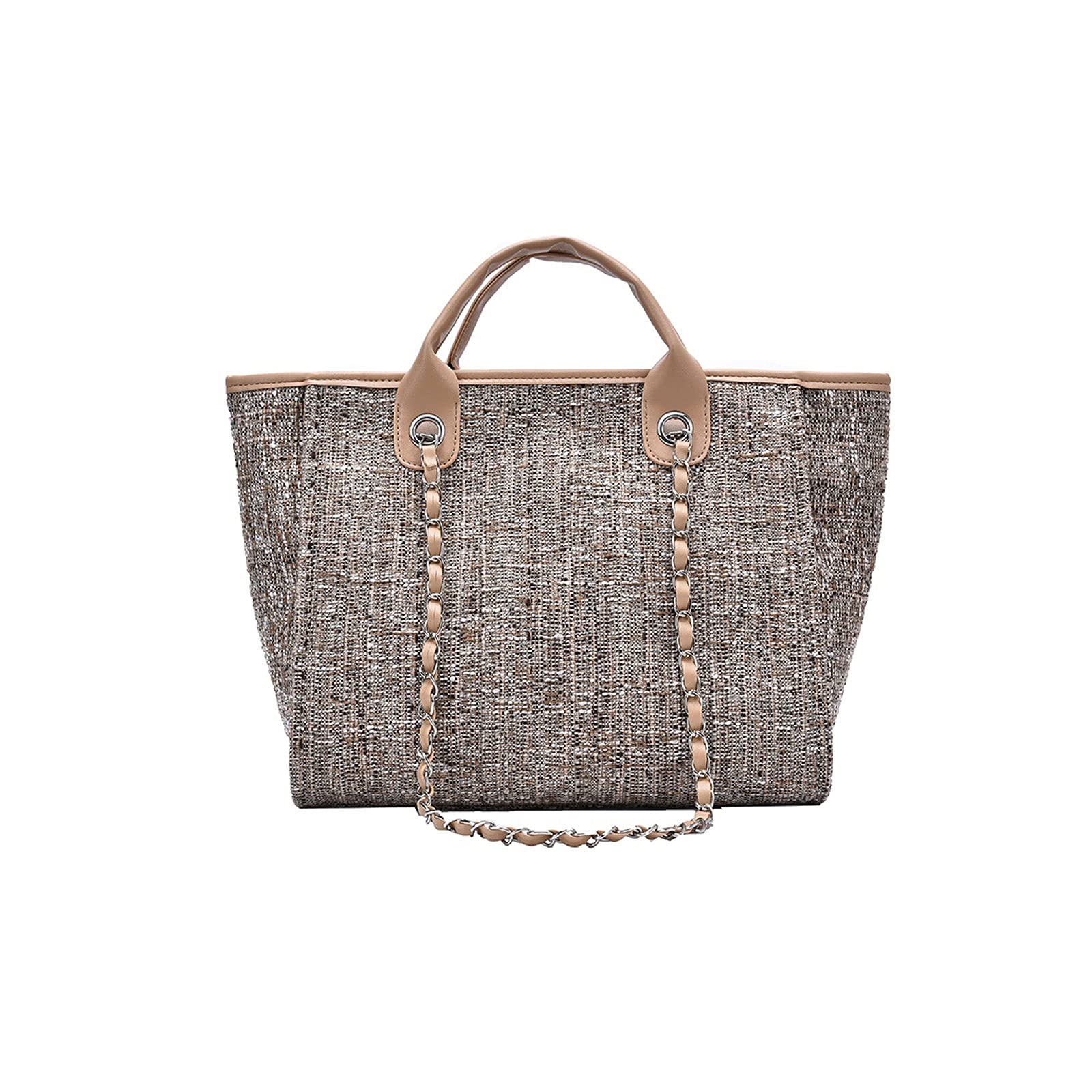 Lrfvadw Unisex Khaki Shoulder Bags Women Women Tote Bag Nylon Large Handbag Chains Shoulder Bags Ladies Big Messenger Shopping(Khaki)
