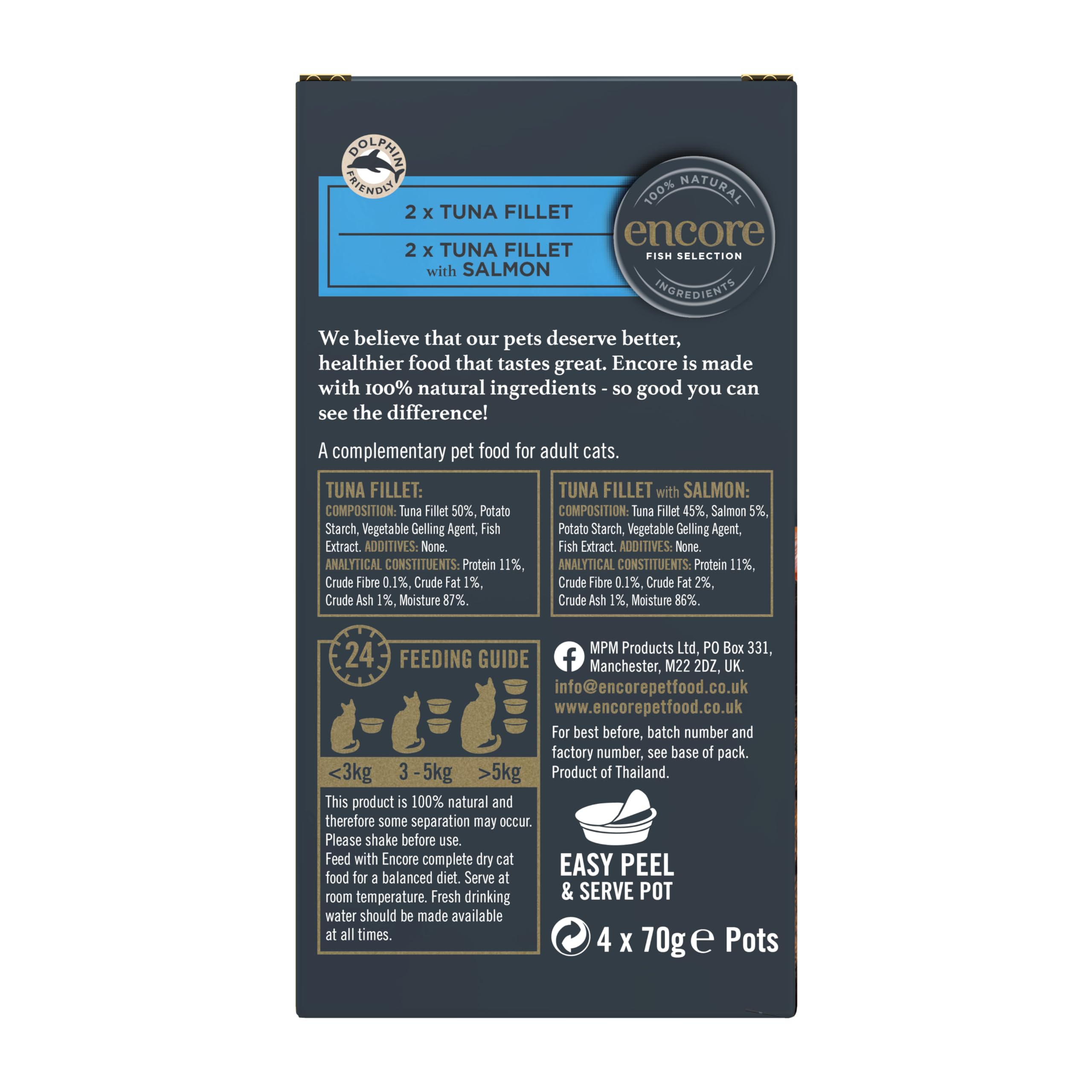 Encore 100% naturale bagnato gatto, selezione di pesci in vasetti, 70 g (confezione da 16 vasi)