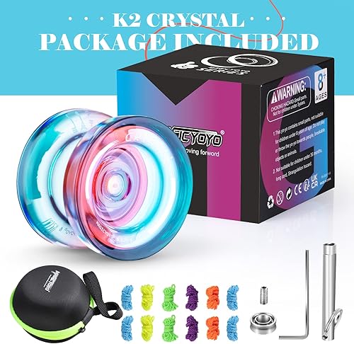 Miniatura 9 de Yoyo Yoyo - Paquete de 2 Yoyo para niños, Yoyo profesional K2 Crystal de doble propósito de plástico para principiantes, Yoyo truco sin respuesta