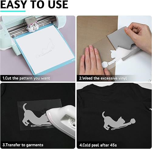 Miniatura 7 de Paquete de vinilo de transferencia de calor HTV plateado 13 unidades de 12 "x 10" planchado plateado para camisetas, vinilo de transferencia de