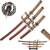 Vista 9 de Snake Eye Tactical Juego de katana samurái de dos tonos de 3 piezas con soporte de espada gratis