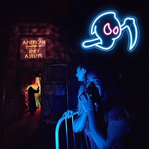 Miniatura 4 de Letrero de neón fantasma, luz de neón de la parca de Halloween para decoración de pared, letreros de neón LED con forma de fantasma con alimentación