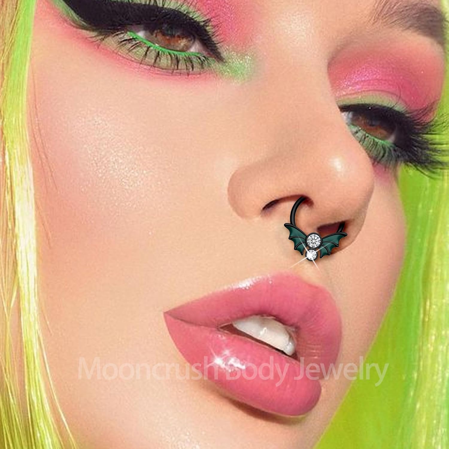 Black Glow Bat Septum Ring 16G Halloween Daith Earrings for Women 10MM Helix Cartilage Hoop Earring Daith Piercing Jewelry Stainless Steel - Image 3