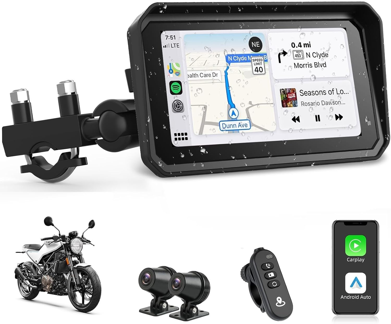 Jansite MT52 Motorcycle Display with cameras and remote control