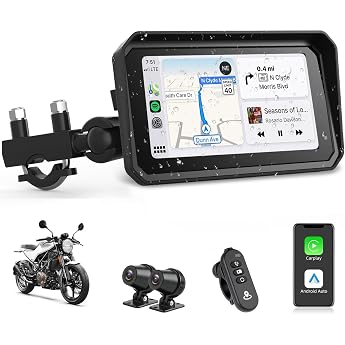 Jansite 4K Motorrad CarPlay Android Auto 625 Zoll Motorrad Navi mit Dashcam Vorne Hinten IP67 Wasserdicht Bildschirm Dual-BluetoothSiri/G-oogle Assistant