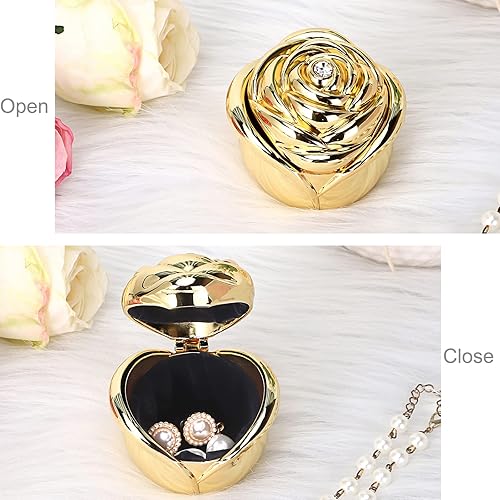 Vista 2 de Hipiwe Joyero dorado con diseño de rosas, organizador de baratijas, grande