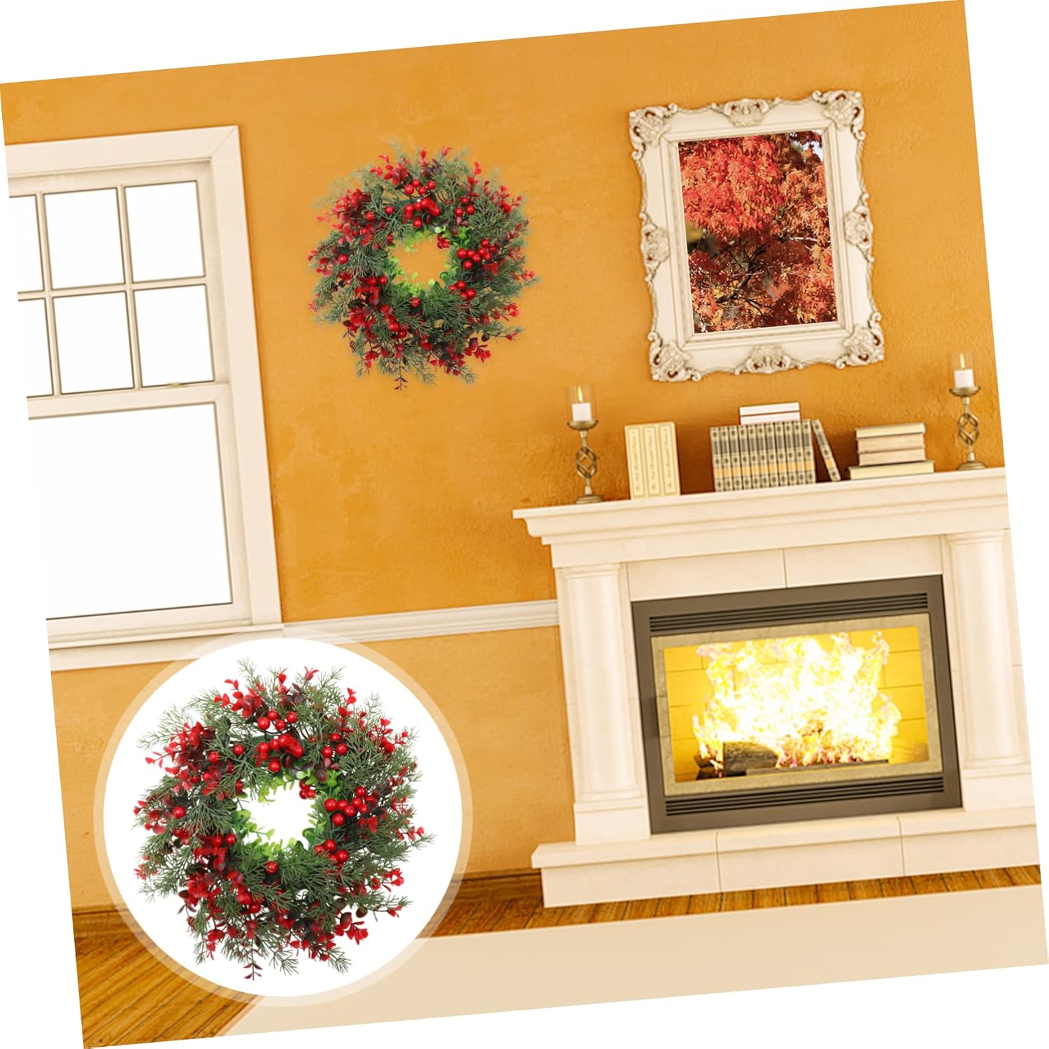 Garneck 1pc Artificial Garland Wreath Winter Wreaths for Front Staircase Fir Artificial Flower Garland Party Pendant Plastic Door Hanger Tree