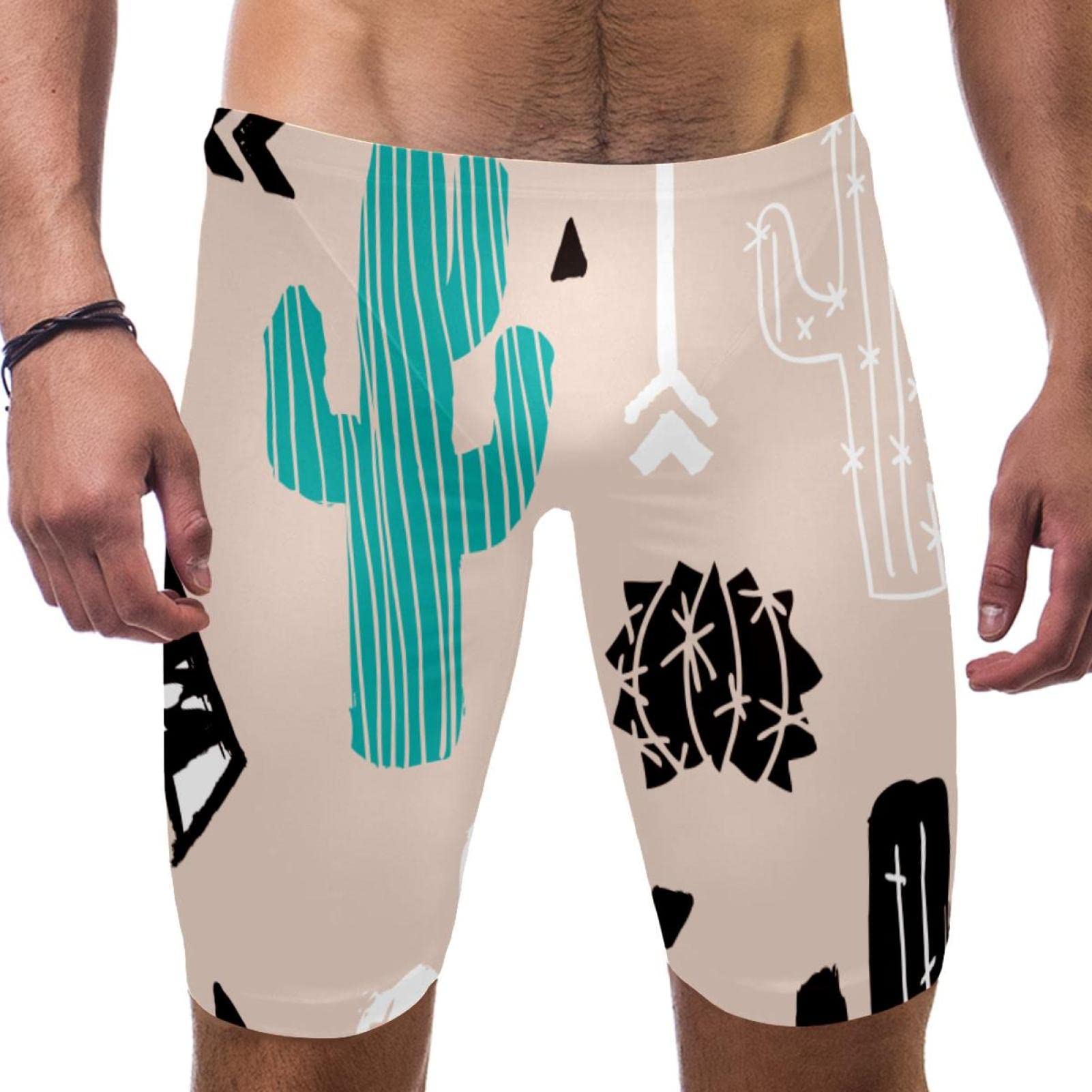 Jammers de natación para hombre con estampado de cactus multicolor en talla M 7