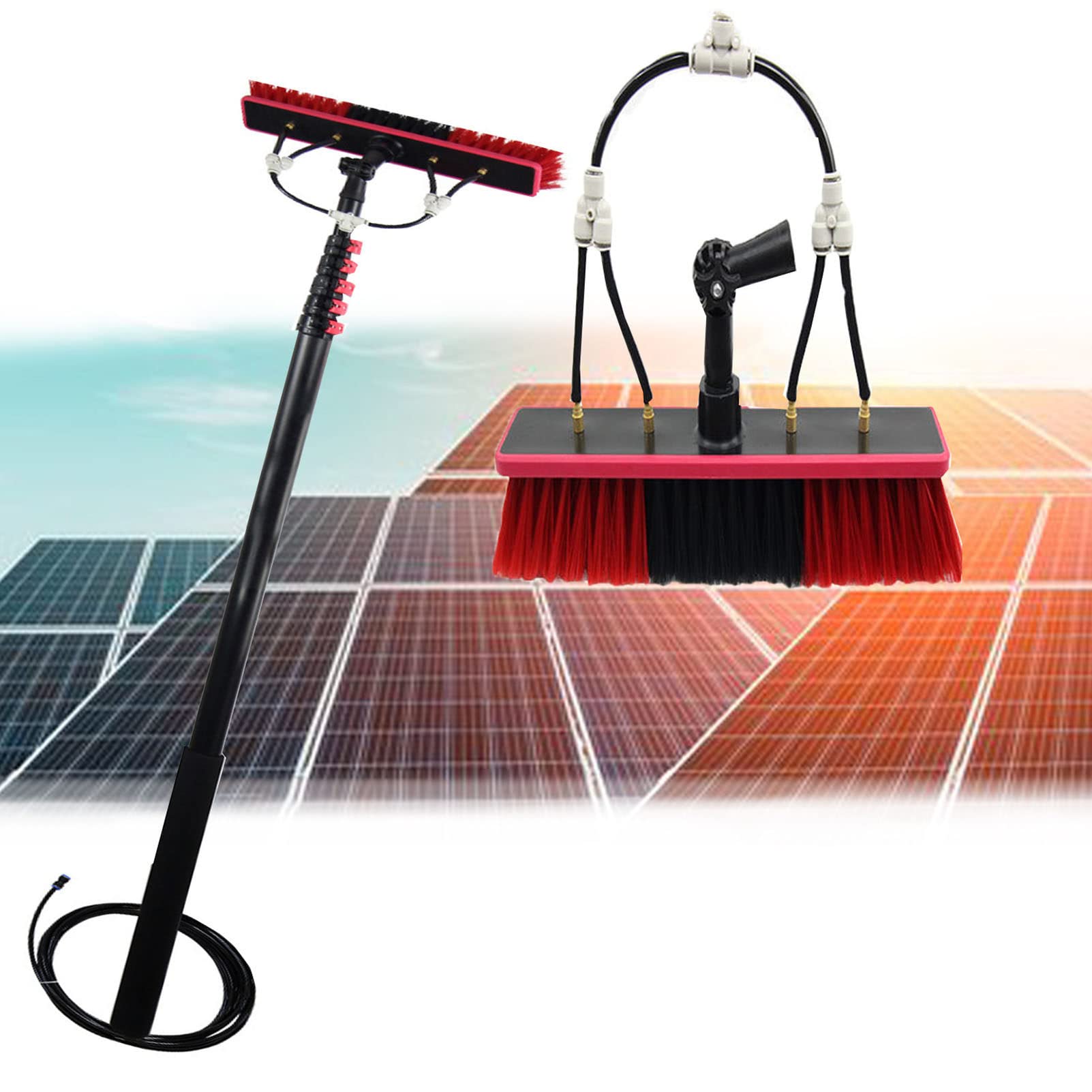 Szczotka do czyszczenia paneli słonecznych i drążka 3,6 m - 12 m ze szczotką 55 cm, idealna do Truc & Photovoltaic Equint, zestaw do mycia