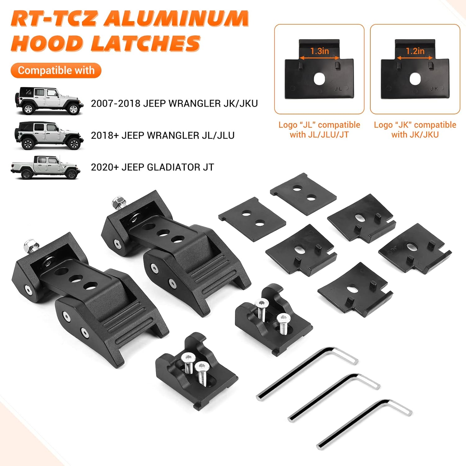 RT-TCZ for Wrangler JK JL Hood Latches Catch for Jeep Wrangler JK JKU 2007-2017 JL JLU 2018-2025 for Jeep Gladiator JT 2020-2025 Black 2pcs