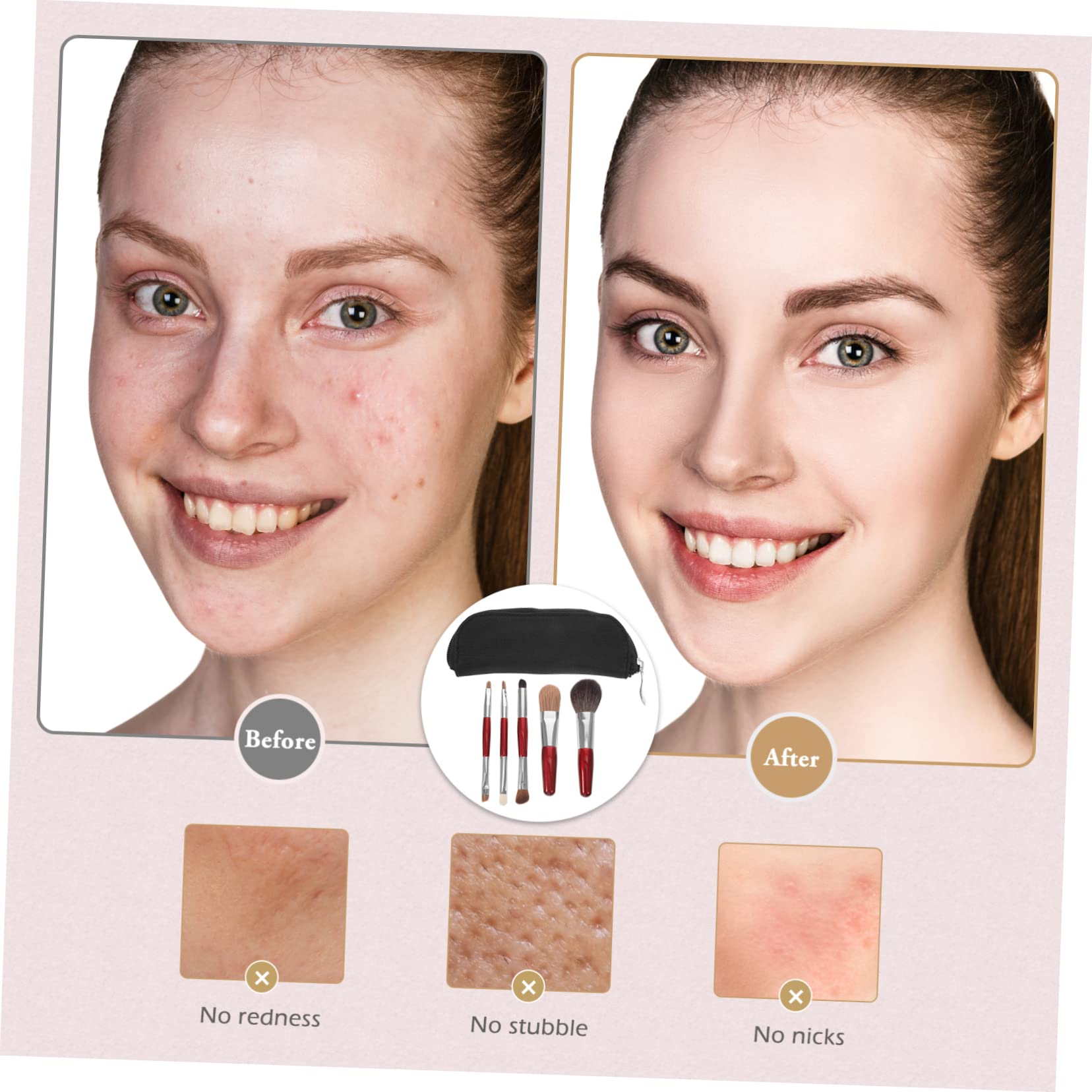 Didiseaon 3 Juegos brocha de maquillaje con bolsa brochas de maquillaje pinceles maquillaje traje de niñas maquillaje maquillaje de viaje pincel de sombra de ojos de niña rubor lana