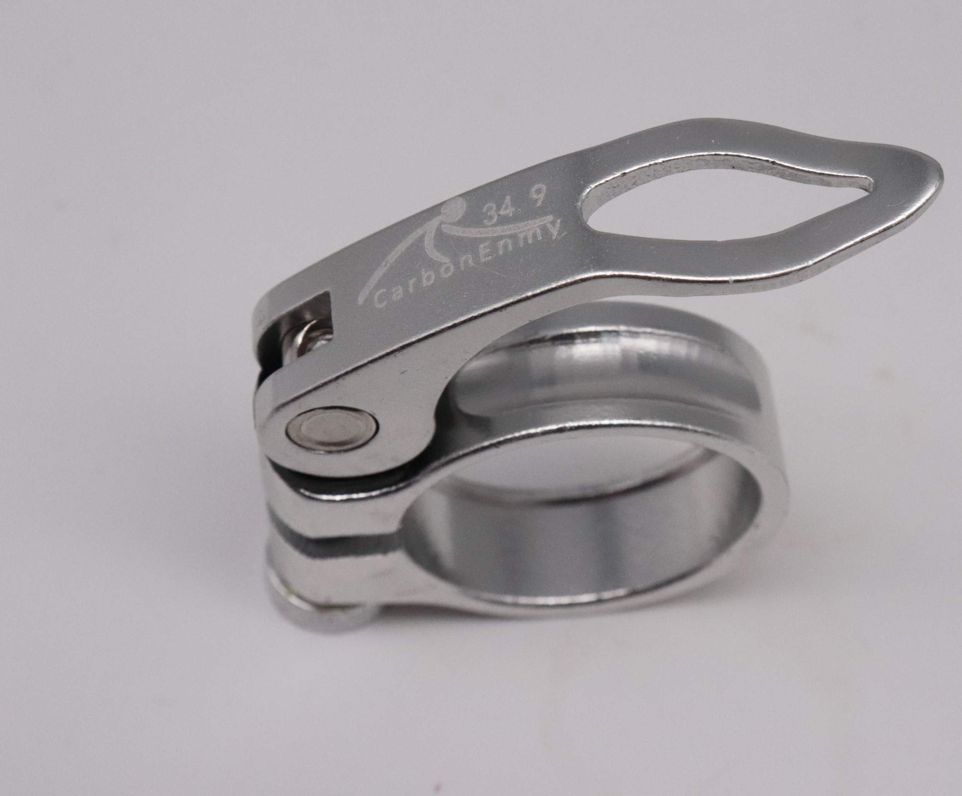 Aluminium bicycle seat clamp complete with quick release saddle clamp 34.9 mm CarbonEnmy, Silber