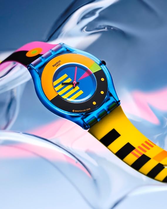 Swatch Skin クラシック バイオソース ユニ カジュアルウォッチ クォーツ 防水, ネオン蛍光。, レトロ。