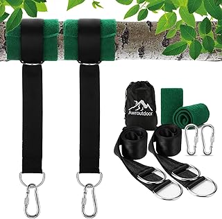 Awroutdoor Tree Swing Hanging Straps - Ultra Strong 1.5M/5ft Hammock Strap Holds 2200 LBS Straps for Camping Backpacking Patio Hammocks and Swings