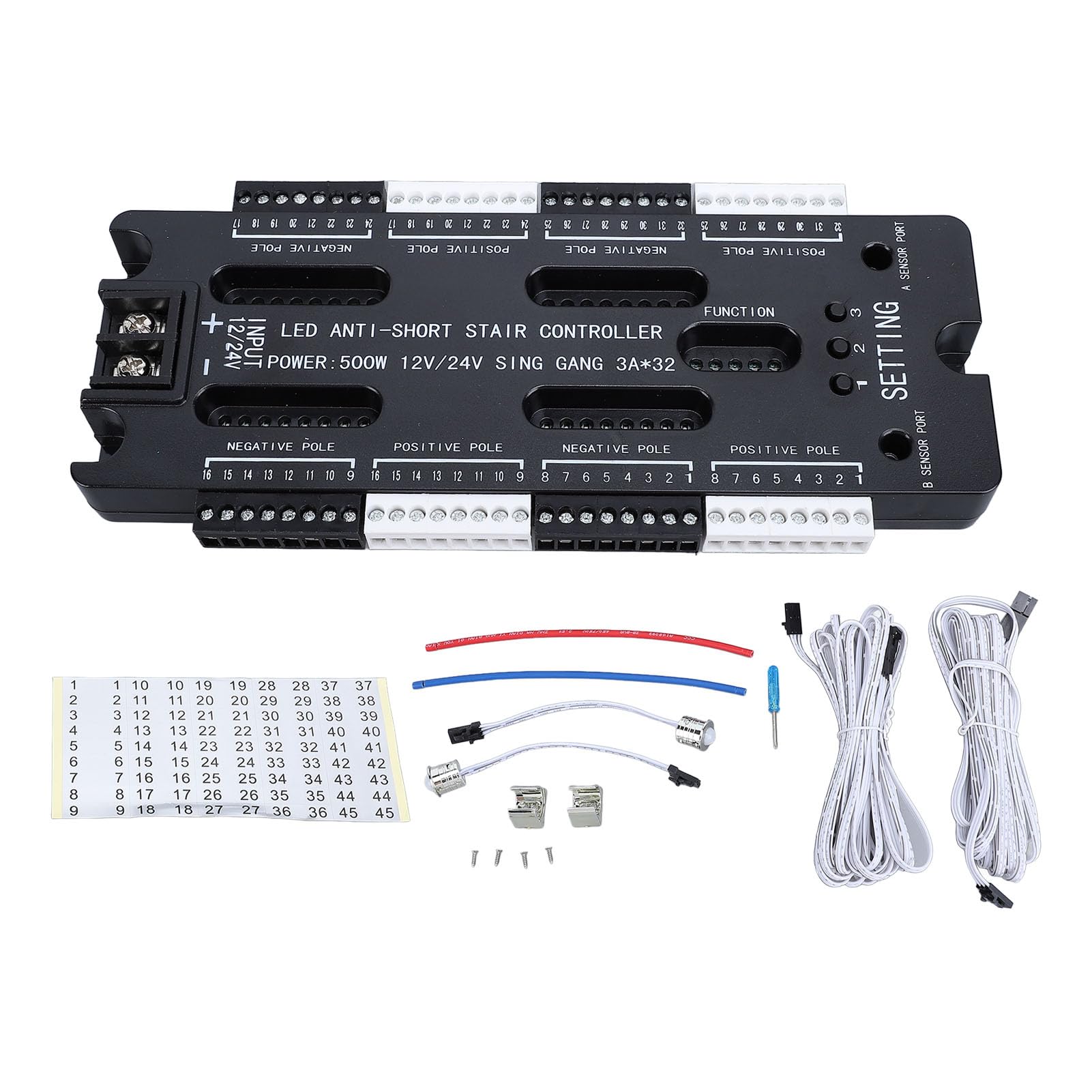 Hyuduo Premium LED Stair Light Controller Kit Step by Step Lighting Stairway Light Fully Automatic Anti Leakage Suitable for Home Shopping Mall Store Made of Flame Retardant ABS