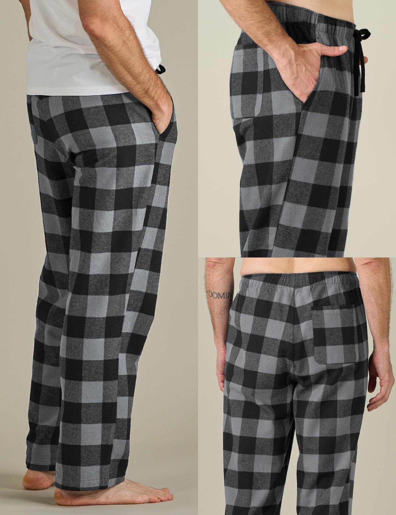 LAPASA Pantaloni Pigiama Uomo a Quadri, Pantaloni da Casa Lunghi Comodi con Tasche Laterali (M39 Flanella di Cotone / M128 Micropile)