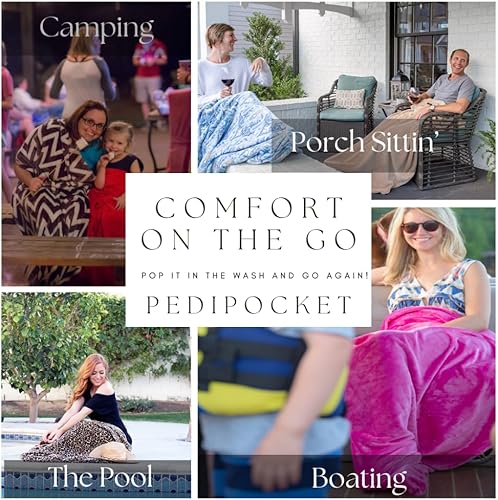 Miniatura 3 de PediPocket Manta XXL patentada con bolsillo para el pie, exquisitamente expresso, tamaño extra grande de 60 x 84 pulgadas con bolsillo profundo para