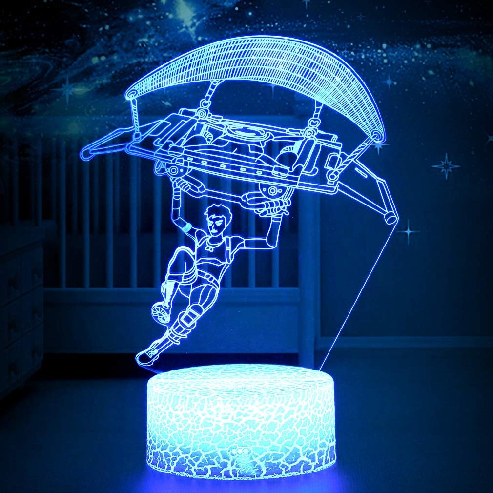 WHATOOK Gliding Skins New 3D Illusion Light Battle Bus RGB Mood Lamp 3D LED Lamp 7 Colors Touch Switch Table Desk Light Room Lighting Game Gifts (Gliding Crackle Base)