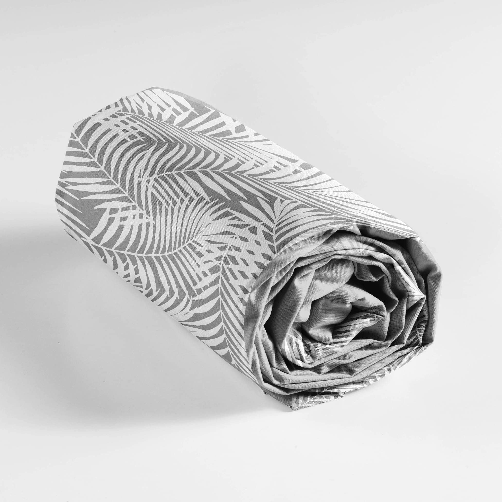 douceur d'intérieur, Botania Fitted Sheet (140 x 190 cm) Grey, 100% Cotton - Image 4