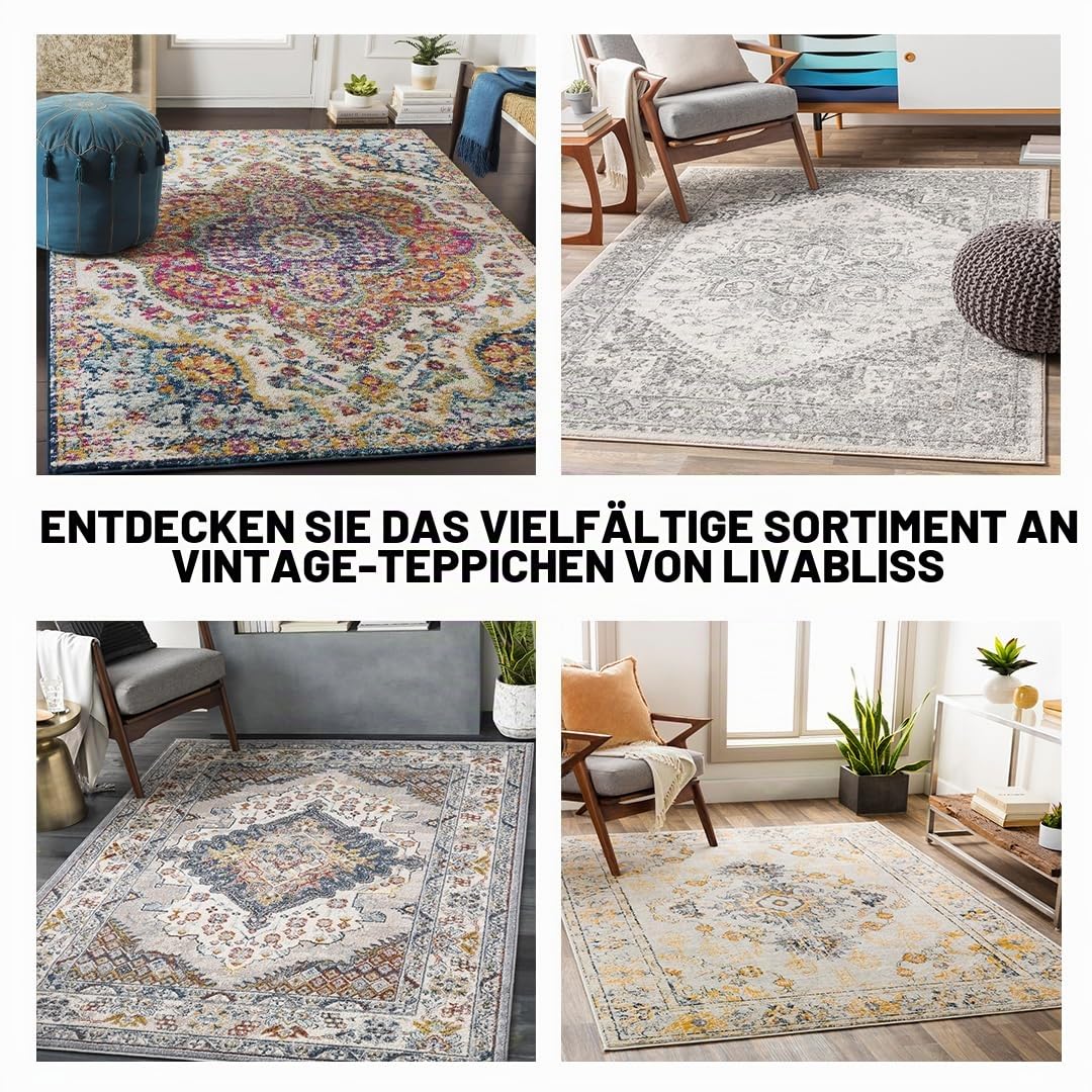 Livabliss Lou Asmara Vintage Teppich 160x220 cm – Rot, Orange, Türkis