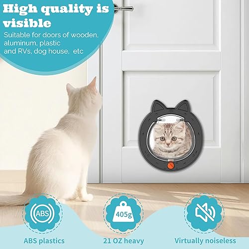Miniatura 5 de ClawJaw Puerta para mascotas, puerta de gato para puertas interiores y exteriores, marco interior de 7.5 x 7.5 pulgadas, cerraduras de 4 vías, para