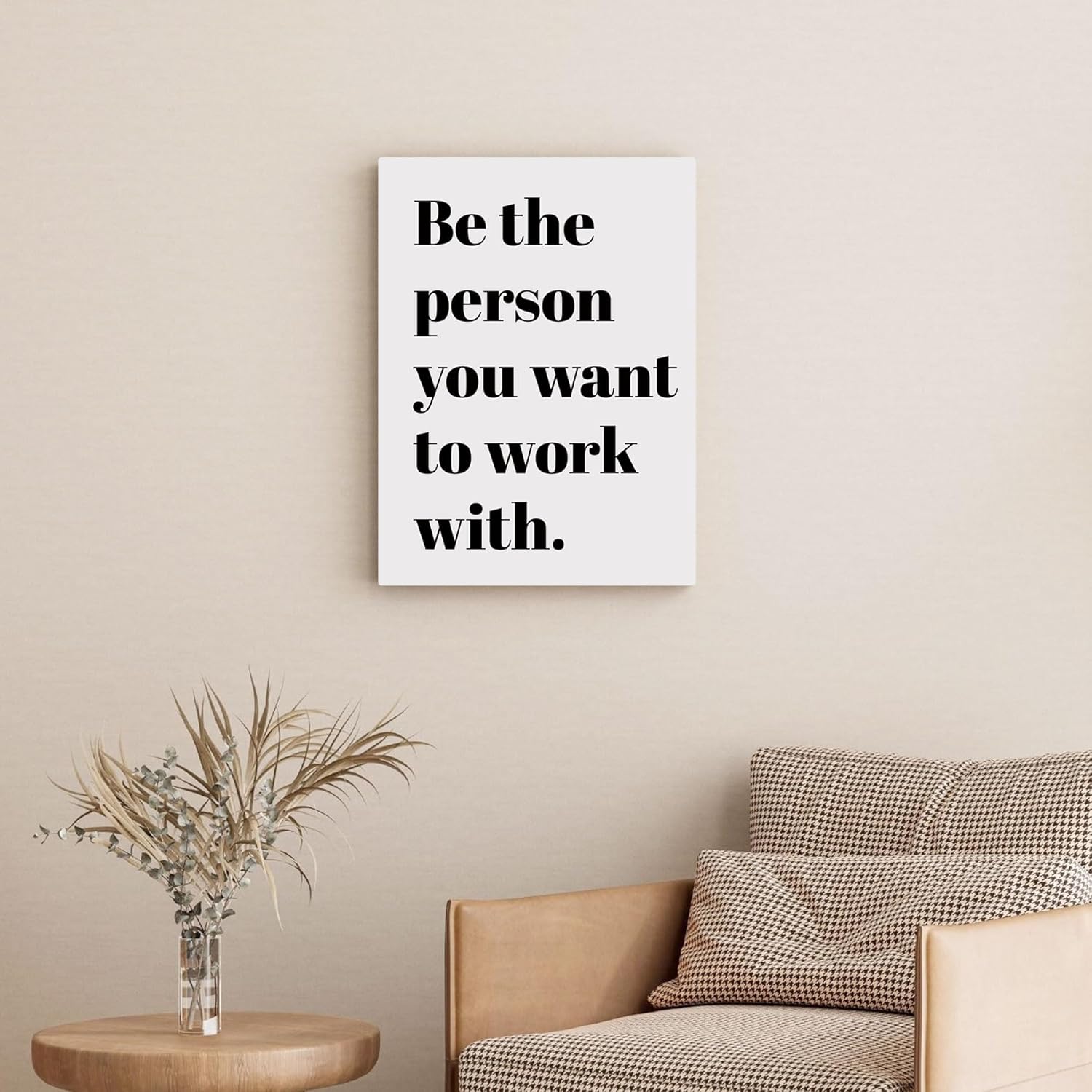 ZESHIHAOGUO Be The Person You Want to Work With Inspirational Quote Wall Art Canvas Prints,Team Work Motivational Quotes Wall Art Decor for Home Office Workplace, 11 x 14 Inch （white 2pcs）