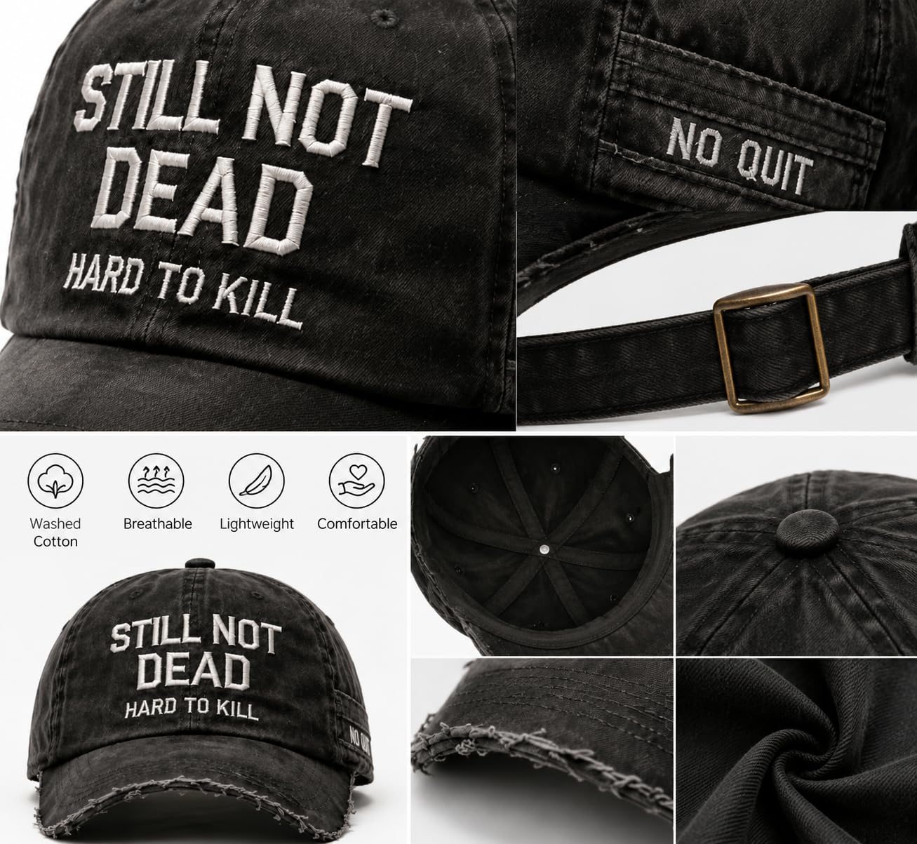 'Still Not Dead Hard to Kill' vintage sprana bawełniana skośna regulowana czapka taty, haftowana zabawna czapka na prezent dla mężczyzn kobiet