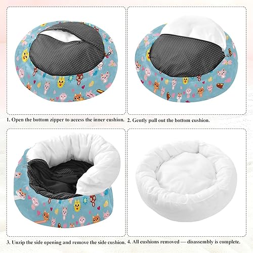 Miniatura 8 de KLL Simple Cartoon Cats Warm & Soft Pet Cat Bed fluffier Cat Cave Bed for Small Size Pets Sleeping cama elevada para Perros Grandes