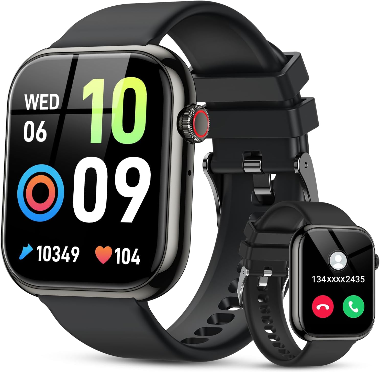 zhizhi Smart Watch for Men Women iPhone/Android: 1.85" HD Touchscreen Smartwatch with Bluetooth Call IP68 Waterproof 130+ Sport Modes Fitness Tracker Heart Rate/Sleep/SpO2 Monitor Fitness Watch