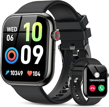 zhizhi Smart Watch for Men Women iPhone/Android 1.85" HD Touchscreen Smartwatch with Bluetooth Call IP68 Waterproof 130+ Sport Modes Fitness Tracker Heart Rate/Sleep/SpO2 Monitor Fitness Watch