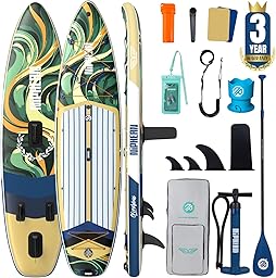Niphean (Extra Large) Inflatable Paddle Board, SUP for 2+1 People/Family 500lbs Capacity Stand Up Paddle Board with SUP Accessories, StabilTrac Fin Non-Slip Paddleboard for Adults