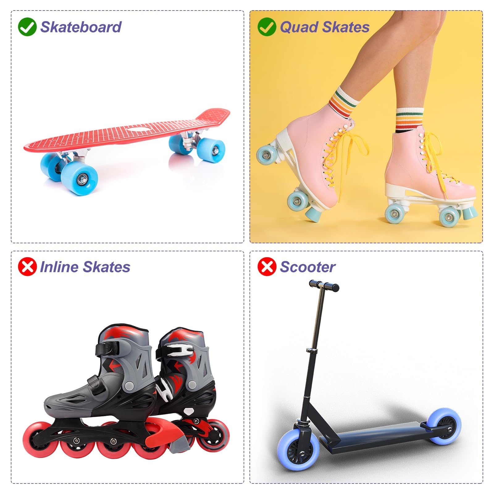PATIKIL Patines Ruedas, 58x32mm Patineta Ruedas Rodamientos, Patineta Frenos, Negro, Blanco