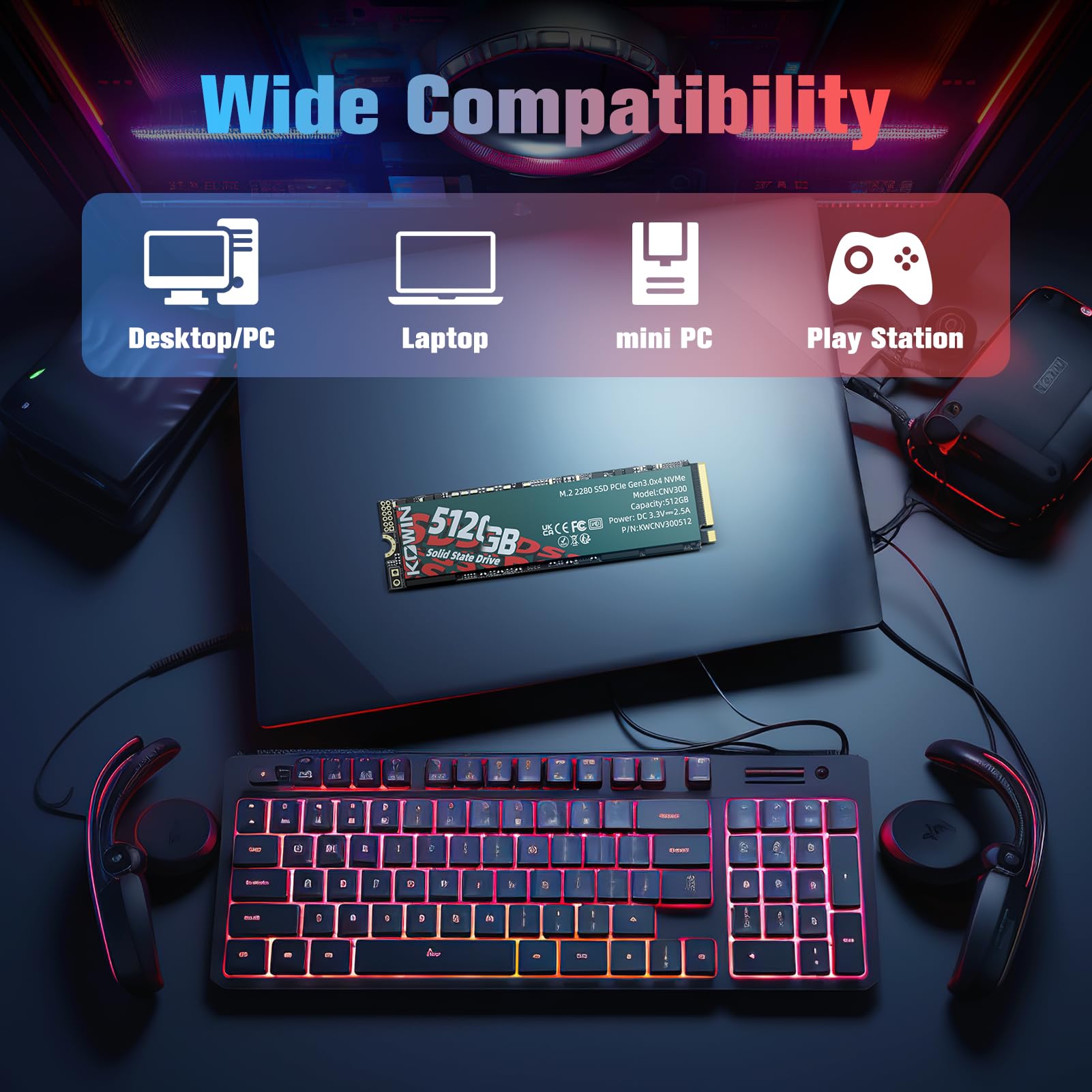 Amazon.com: KOWIN SSD 512GB PCIe 3.0x4 NVMe M.2 2280, R/W up to