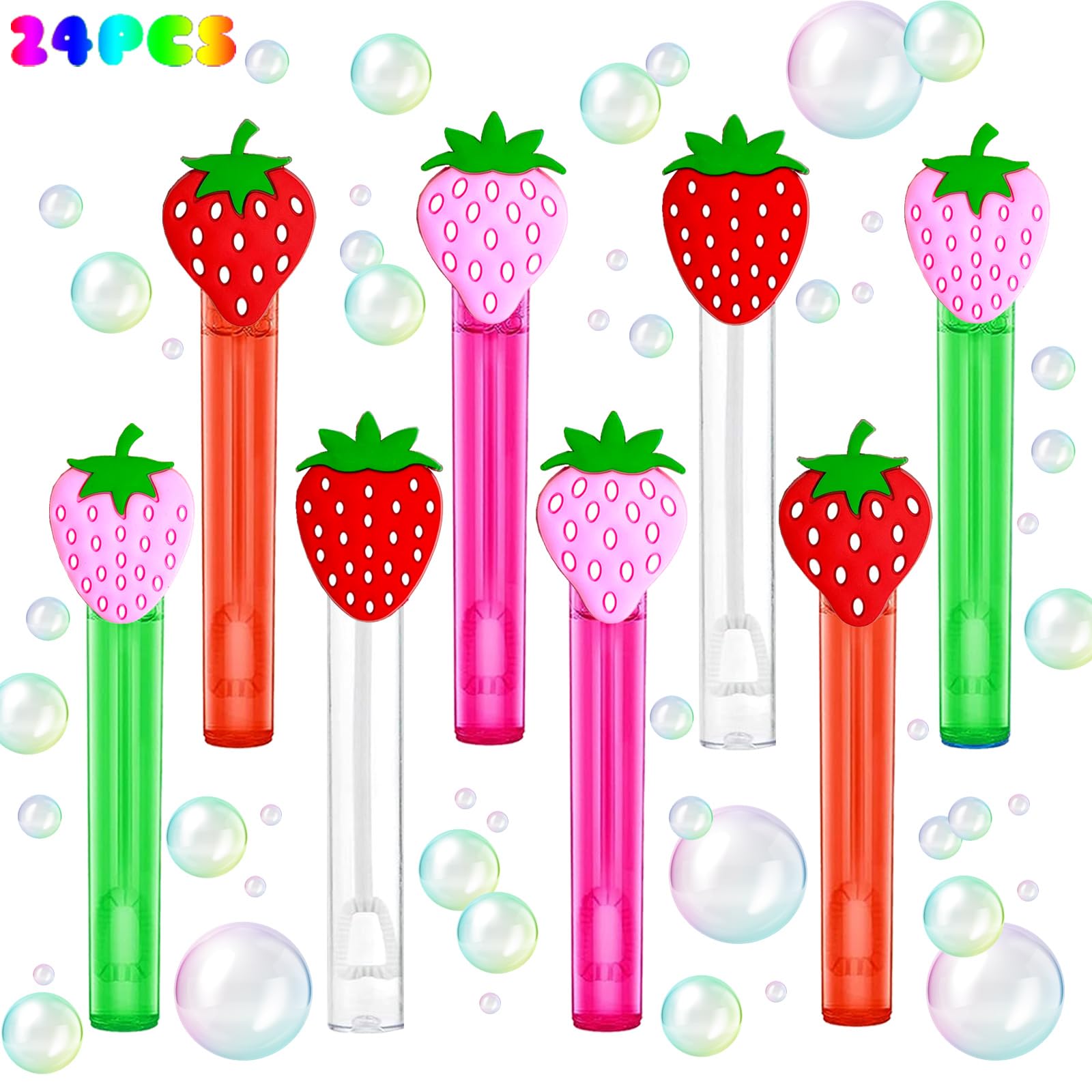 uoyoi Strawberry Party Favors, 24Pcs Bubble Wands for Kids