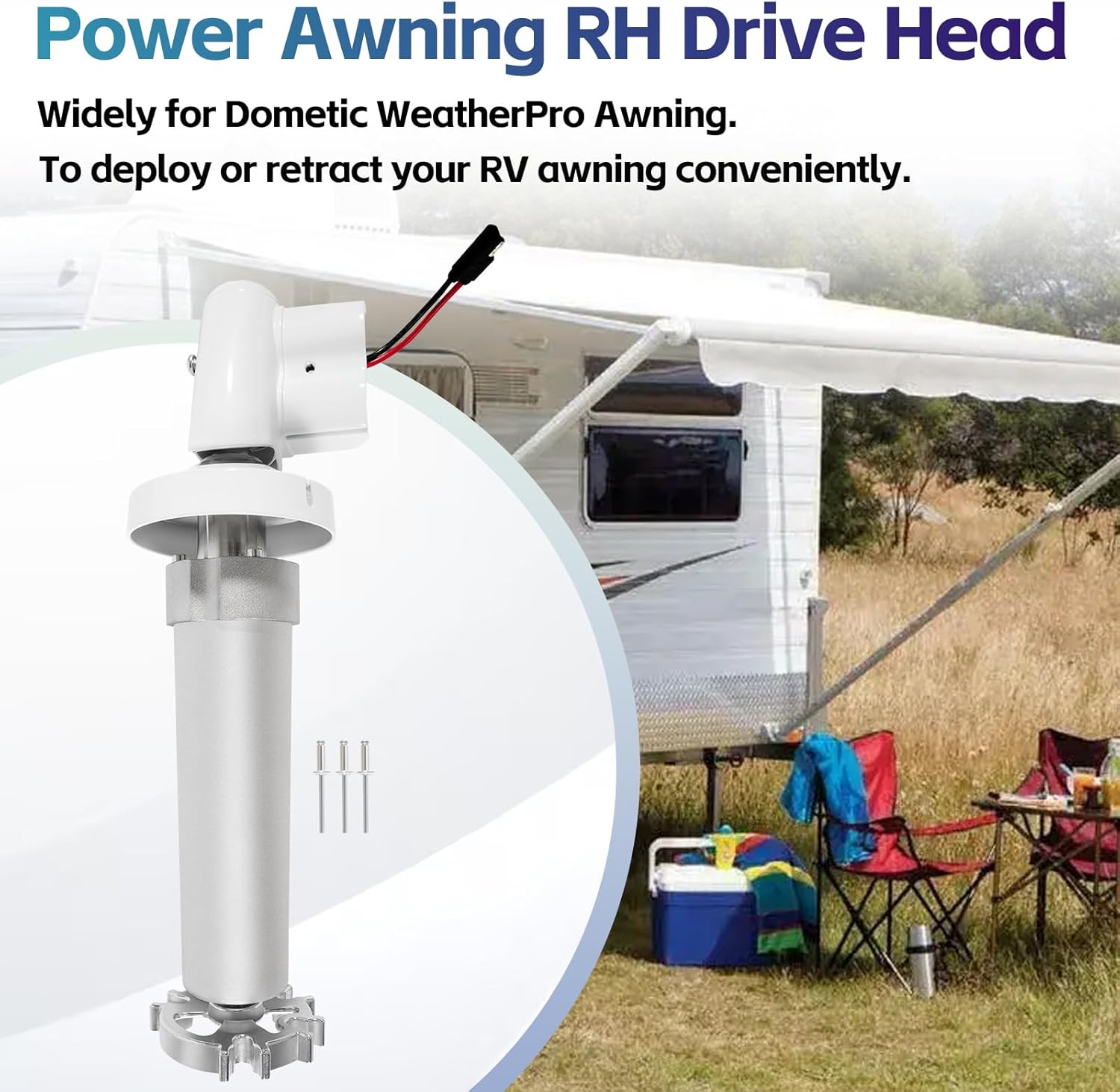 3307923.115B RV Awning Torsion Assembly Power Motor for Dometic WeatherPro Power Patio Awning RH Drive White