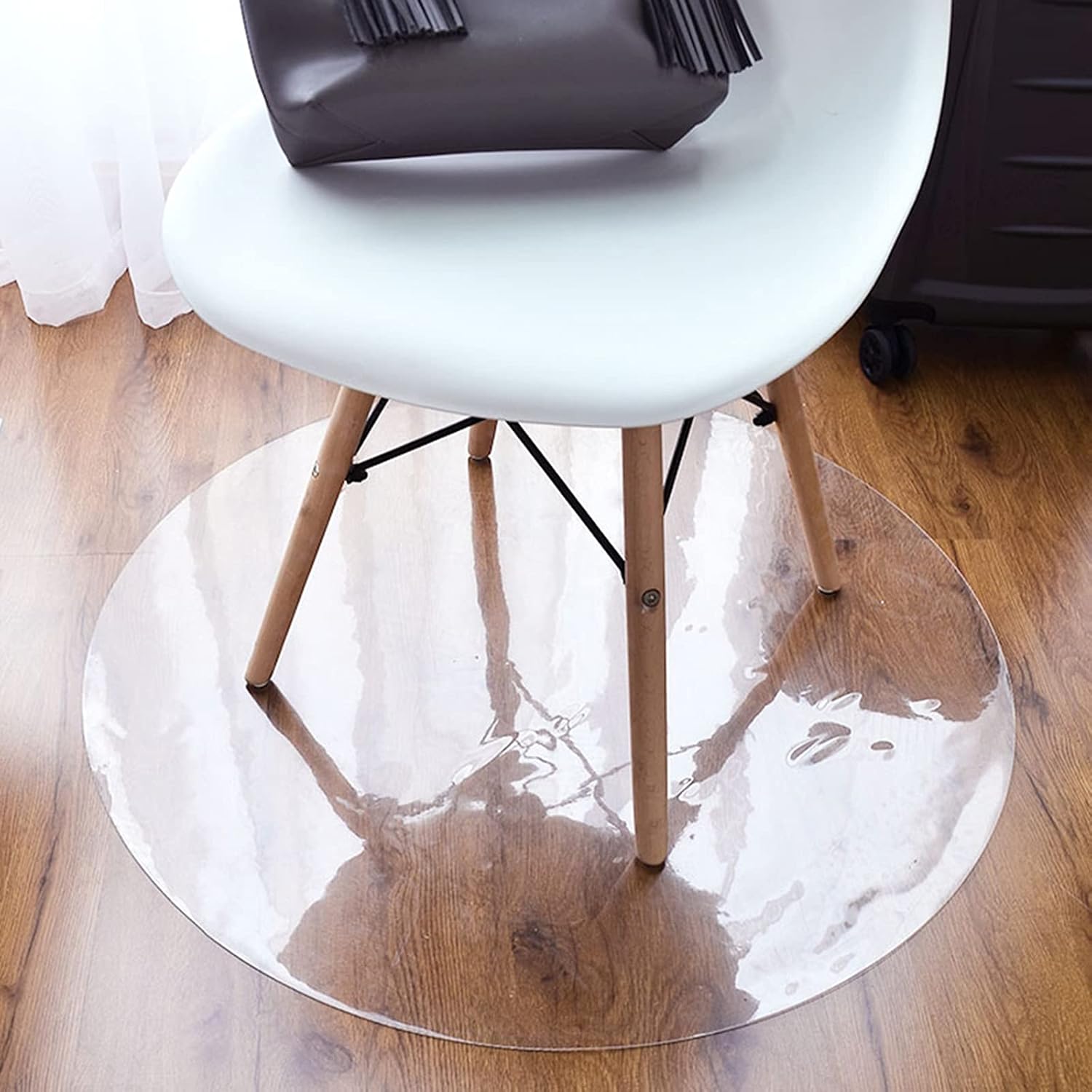 Clear Round Chair Cushion PVC Office Desk Chair Mat for Floor Protection Non-Slip Wear-Resistant Home Office Multi-Size (Customizable),1.0mm,Circle diameter70cm