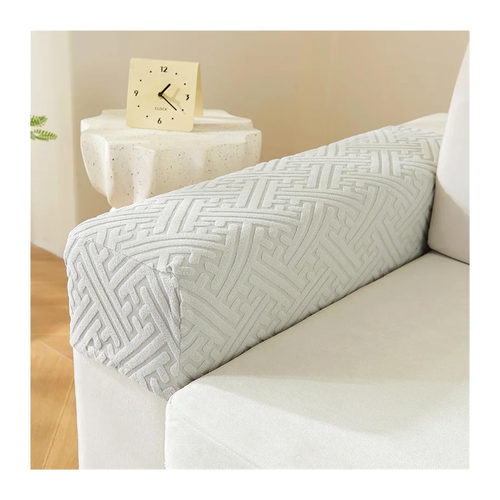 Housse accoudoir canapé extensible gris clair salon 2pc