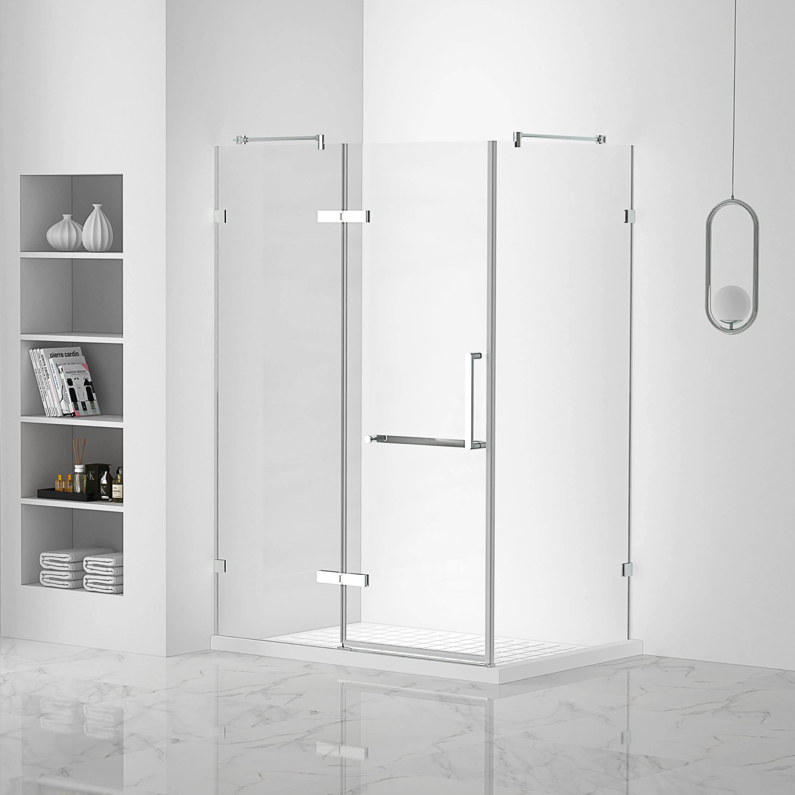 Fine Fixtures Frameless Shower Enclosure Hinged Glass Shower Door