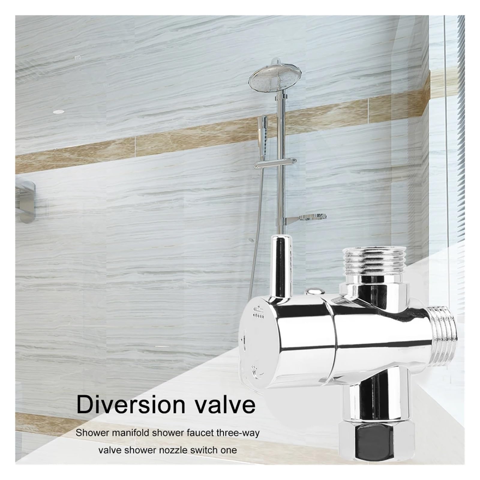 10-1PC Válvula desviadora de cabezal de ducha de 3 vías, interruptor de tres funciones, adaptador, conector, grifo, accesorios de baño for hotel y hogar(10PCS)