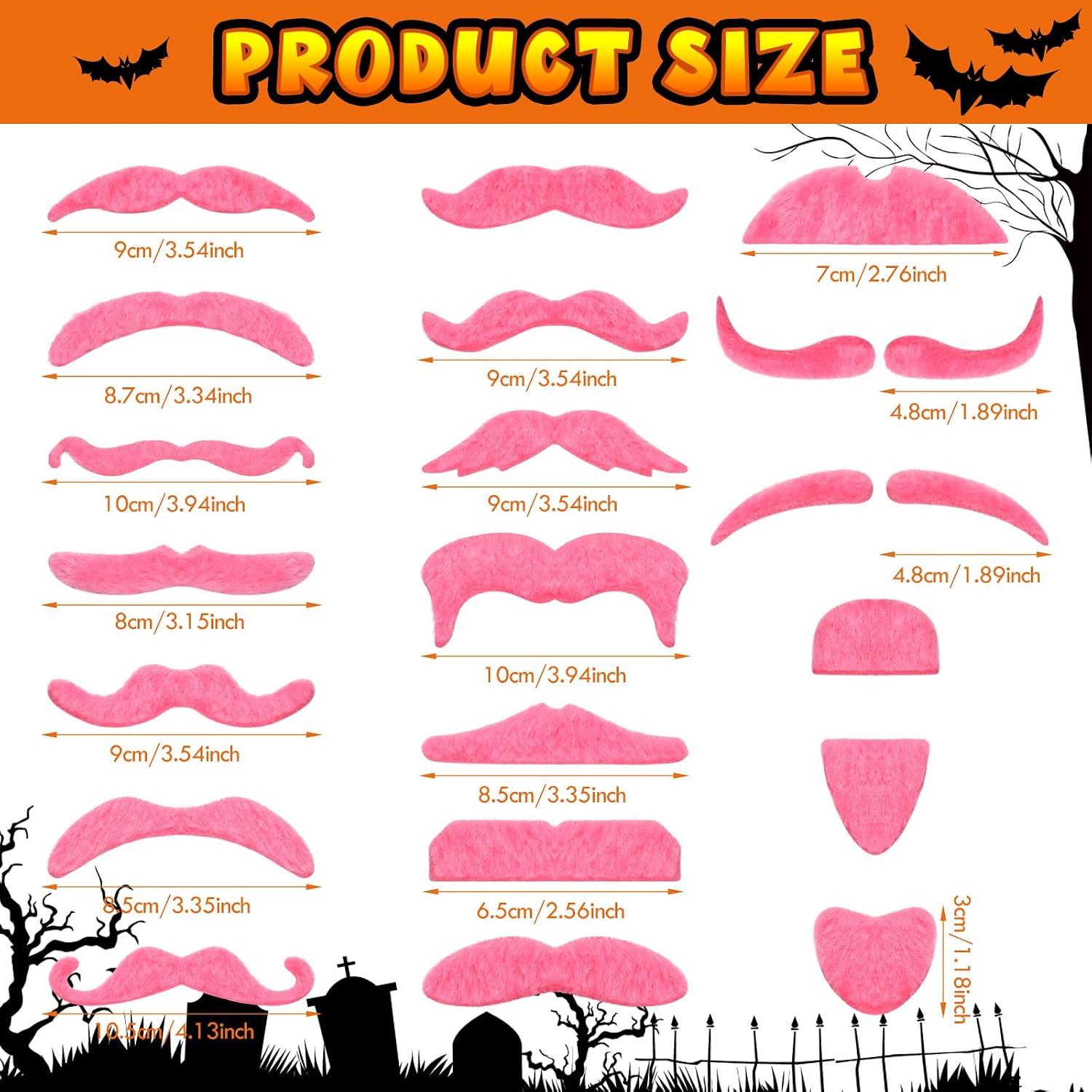 60 Pcs Pink Fake Mustaches Self Adhesive Novelty Fake Hairy Beard Hot Pink Costume Mustache for Halloween Women Steampunk Party Supplies Christmas Costume