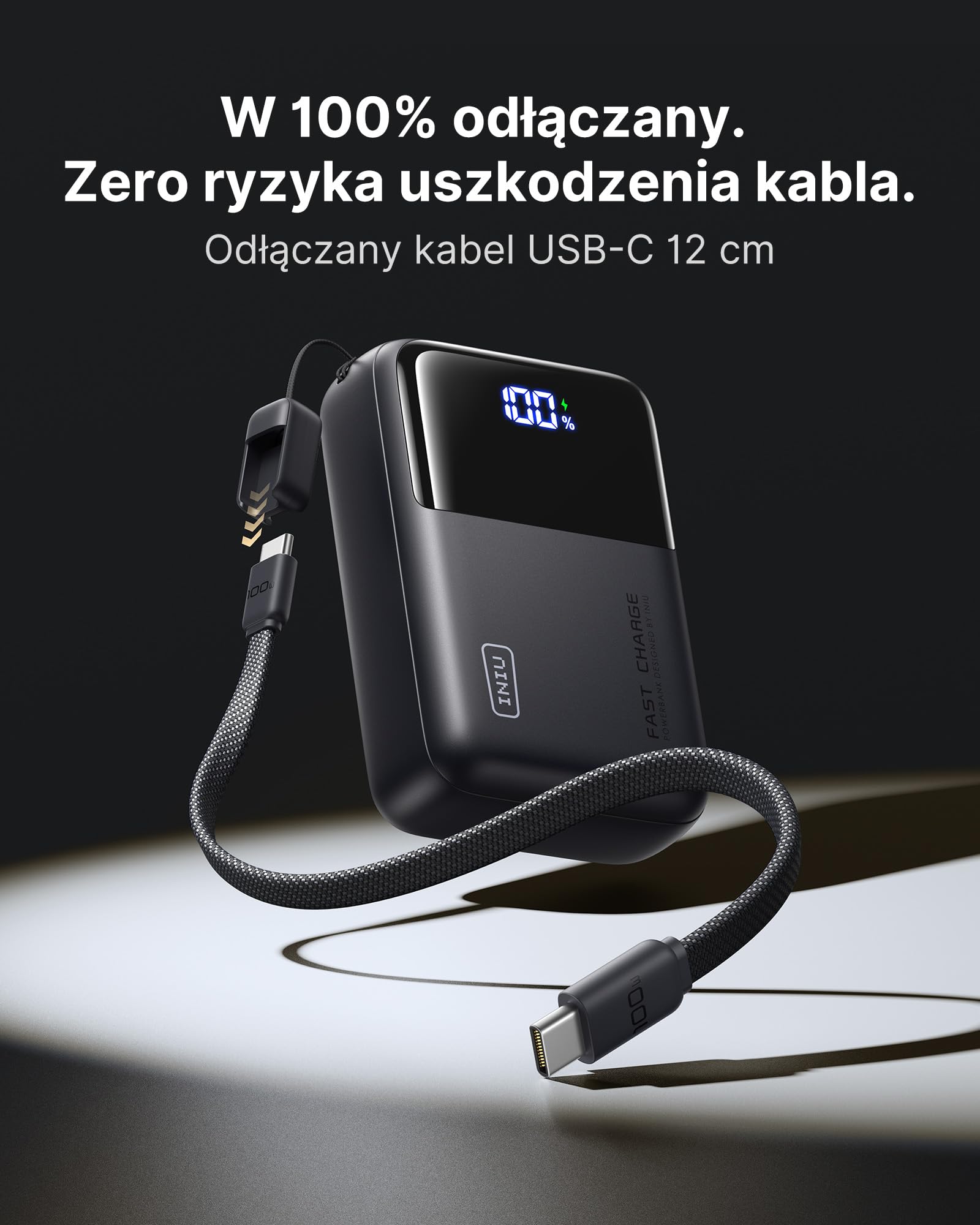 INIU 100W Power Bank, Najmniejsza 25000mAh Przenośna Ładowarka do Laptopa, Pro USB-C Szybkie Ładowanie dla MacBook Pro, Steam Deck, iPad, iPhone 17/16, Samsung S26
