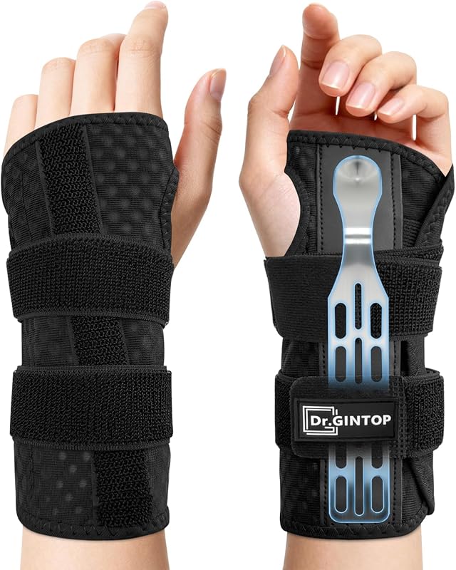 Carpal Tunnel Wrist Brace Night Support, Breathable Hand Brace | Mesh Wrist Support w/ Palm Curve Metal Wrist Splint for Tendonitis, Arthritis, CTS Sprain, RSI, Ganglion Cyst, Fracture, Left