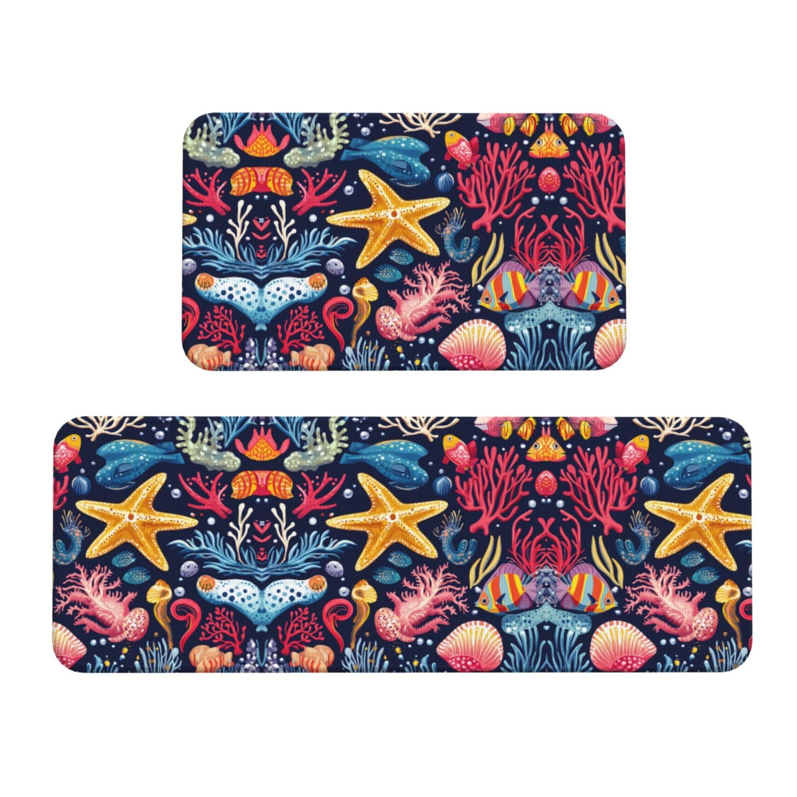 Juego de 2 alfombrillas antideslizantes Seabed Creatures para una pisada firme y segura