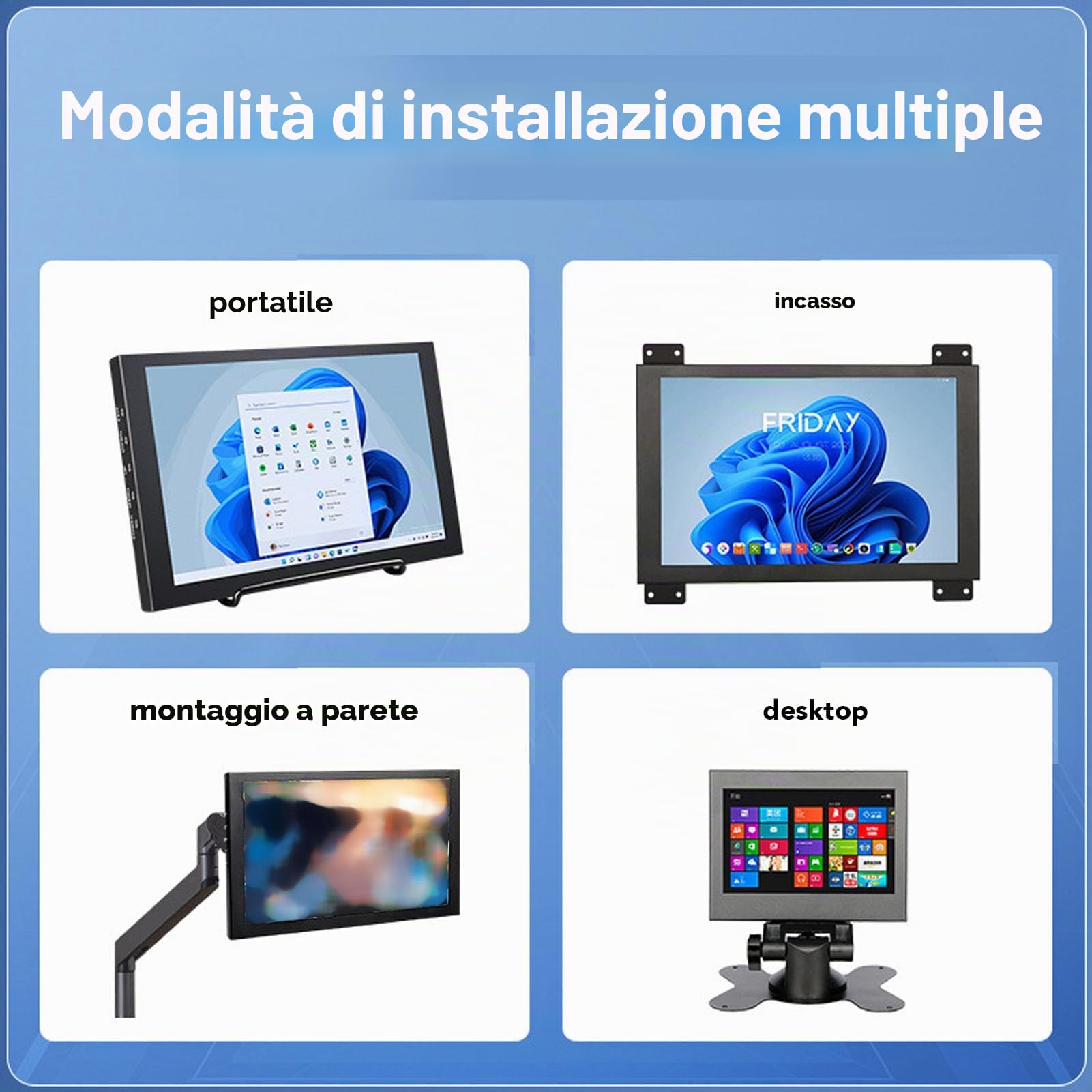 Elprico Schermo IPS da 10 Pollici Mini Monitor con Angolo di Visualizzazione a 178 °, Multimedia HD per DVR da Gioco, Lavoro per Uffici dello Schermo a Specchio, Altoparlanti Integrati,