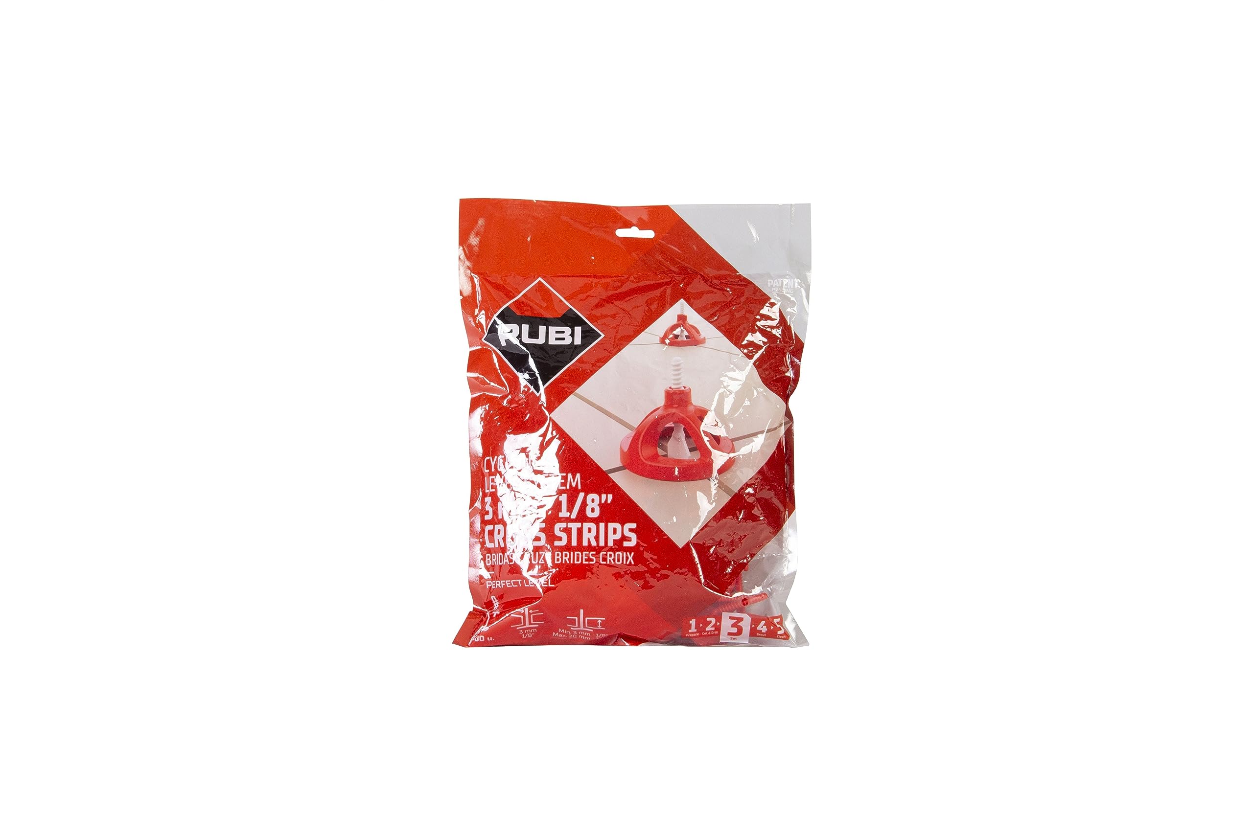 RUBI | Cross Base 3 mm Cyclone Level System for Tiles Thickness 3 to 18 mm | 100 Units | System for Facilitating Large Format Ceramic Laying | Tile Levelers